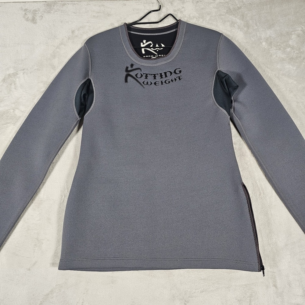 Kutting Weight Sauna Shirt Women's XL Gray Neoprene Blend Mesh Underarm Zip Hem